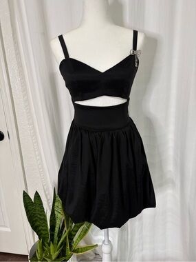 Studio F Black Dress with Rhinestone Bow Accent